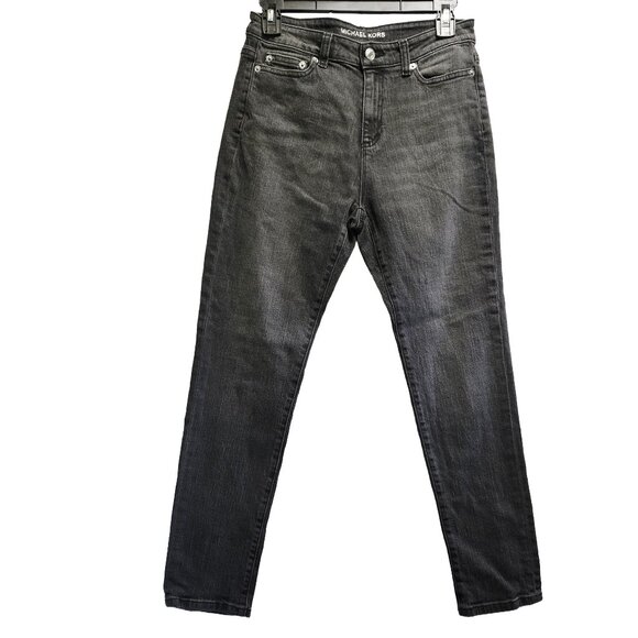 NWT MICHAEL KORS Selma High-Rise Straight-Leg Skinny Jeans Charcoal Wash 4P $110 - Picture 3 of 13